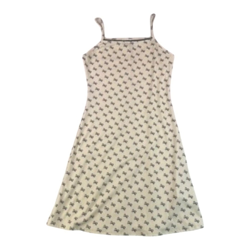 See You Monday LA Bow‎ Print Ribbed Knit Long Sleeve Dress Medium